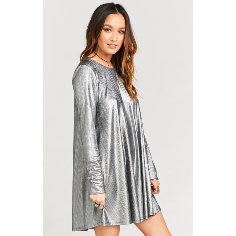 Show Me Your Mumu Tyler Tunic Dress in Call Me Disco Silver Size Medium